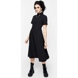 Disturbia Fenrir Midi Shirt Dress Womens Size 6 UK 10 Black New Cotton
